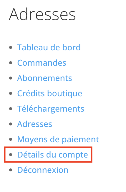 détails du compte